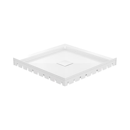 Carlton Marquette 34 x 34 Shower Pan Base with Center Drain in Glossy White