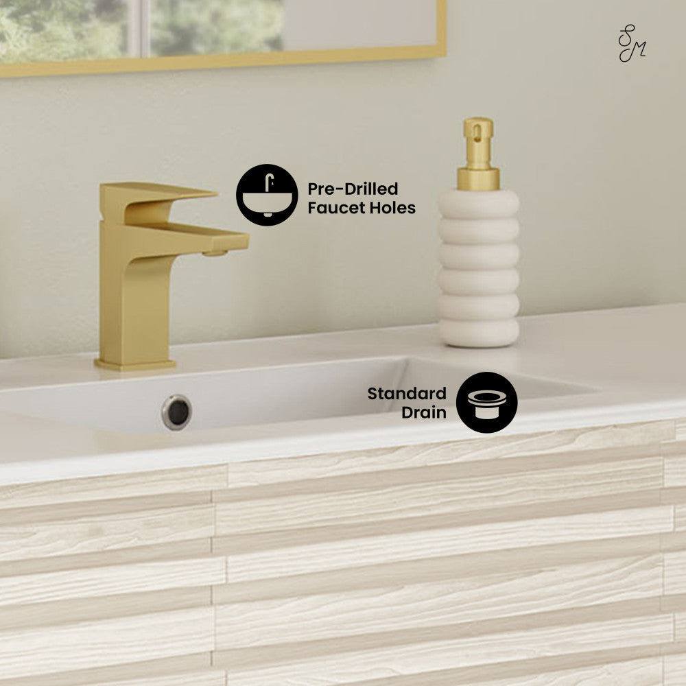 Cascade 48" Freestanding Bathroom Vanity in White Oak with Double Basin Sink Top