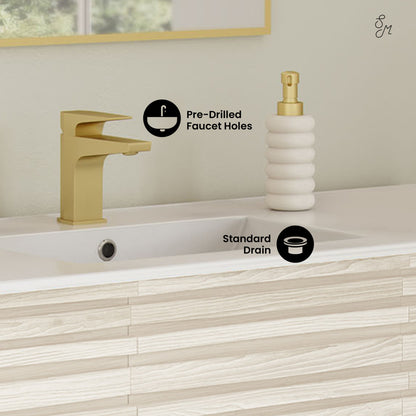 Cascade 48" Freestanding Bathroom Vanity in White Oak with Double Basin Sink Top