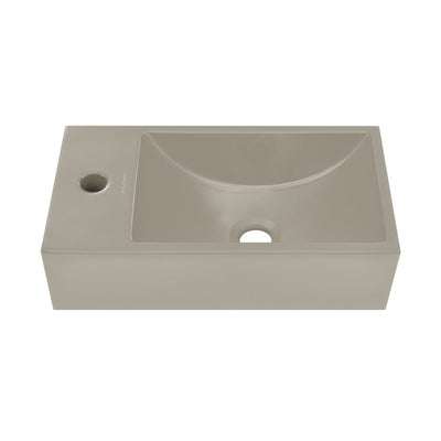Lisse 16" Concrete Rectangle Wall-Mounted Sink with Left Side Faucet Mount in Matte Taupe