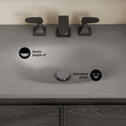 36" 3-Hole Widespread Concrete Vanity Sink Top in Matte Dark Gray