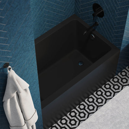 Alcove skirted bathtub 48x32 inch in matte black with right-hand drain and apron front.