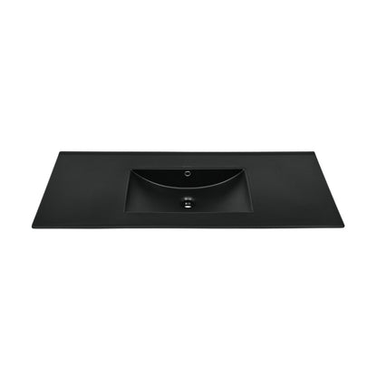 48" Zero Hole Vanity Sink Top in Glossy Black