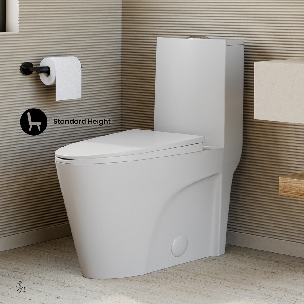 St. Tropez One-Piece 14" Rough-in 1.1/1.6 GPF Dual Top Vortex Flush Elongated Toilet in Matte White