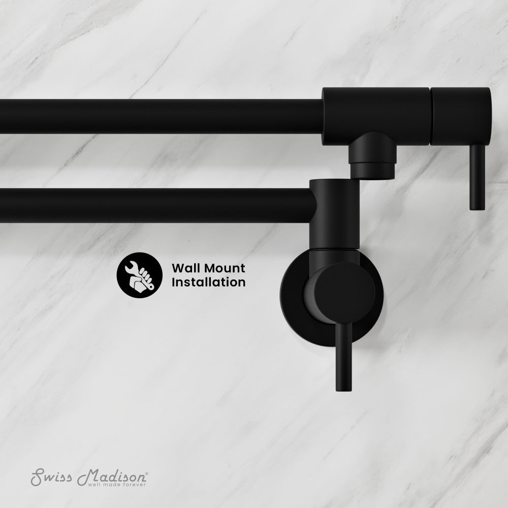 Ivy Retractable Wall-Mounted Pot Filler in Matte Black