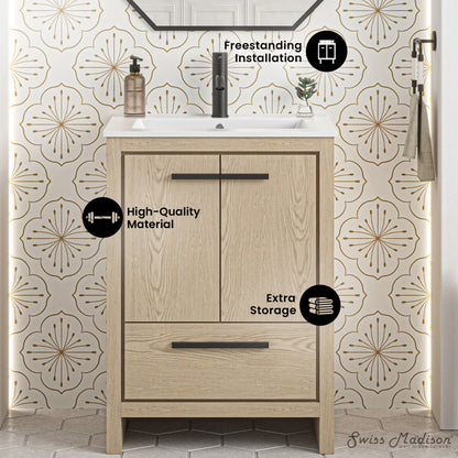 Virage 24 Freestanding, Bathroom Vanity in Natural Oak