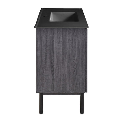 Classe 36" Freestanding Bathroom Vanity in Black Oak with Black Sink Top