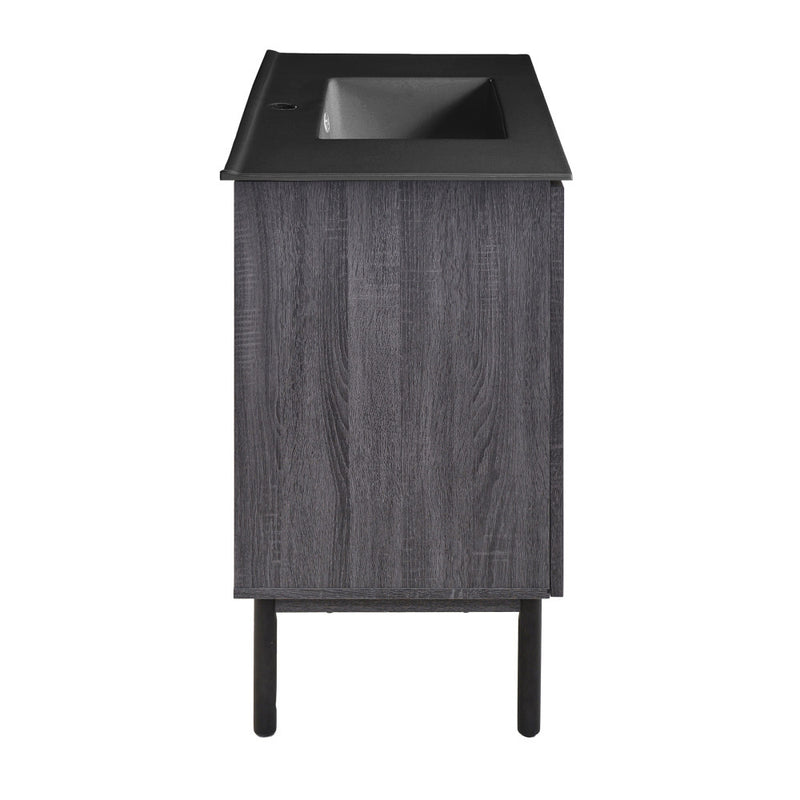 Classe 36" Freestanding Bathroom Vanity in Black Oak with Black Sink Top