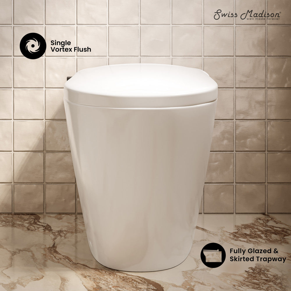 Hugo H Power Flush Tankless Toilet 7" Back Outlet 1 GPF Non-Electric Toilet with Integrated Tank and Manual Bidet in Glossy White