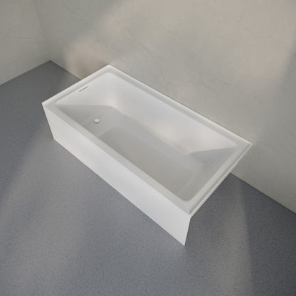 Voltaire 72 x 36 Skirted Left Drain Soaking Alcove Bathtub in Glossy White, Drain Included