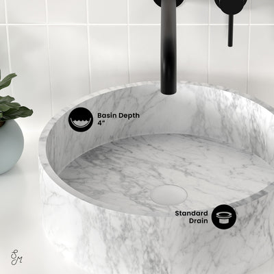 Monaco 17" Round Vessel Bathroom Sink in Marbled Gray
