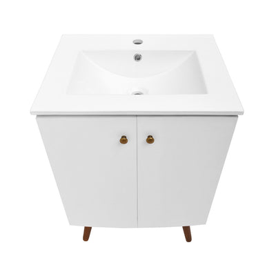 Manoir 24" Freestanding Bathroom Vanity in White with Sink Top