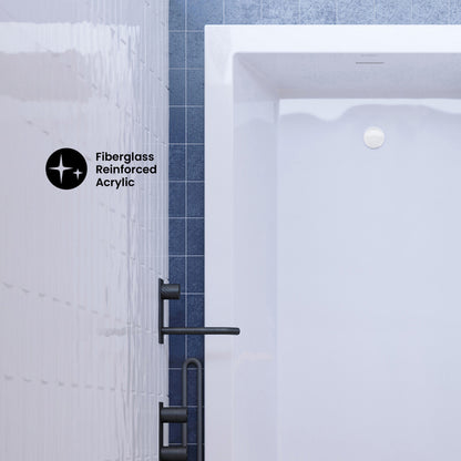 Voltaire 66 x 36 Reversible Drain Soaking Drop-in Bathtub in Glossy White with Integrated Overflow, Drain Included