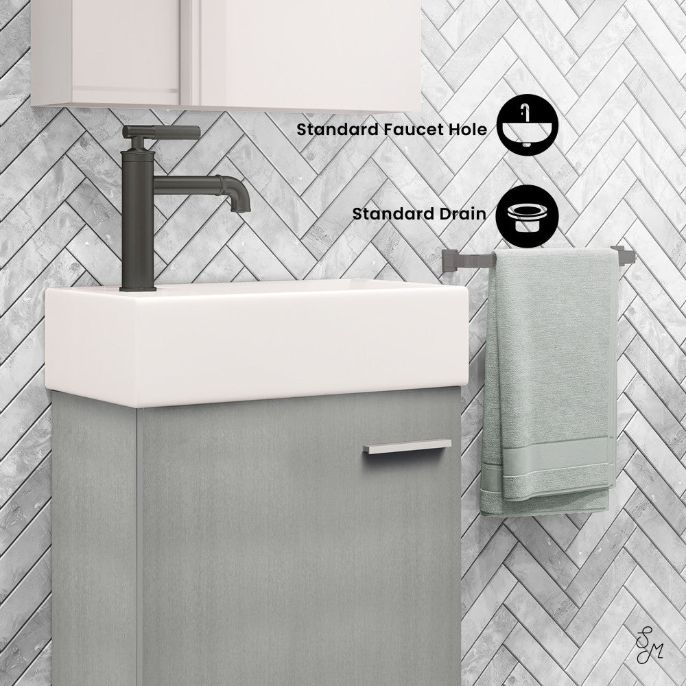 Colmer 18 Single, Brushed Gray, One Cabinet, Bathroom Vanity