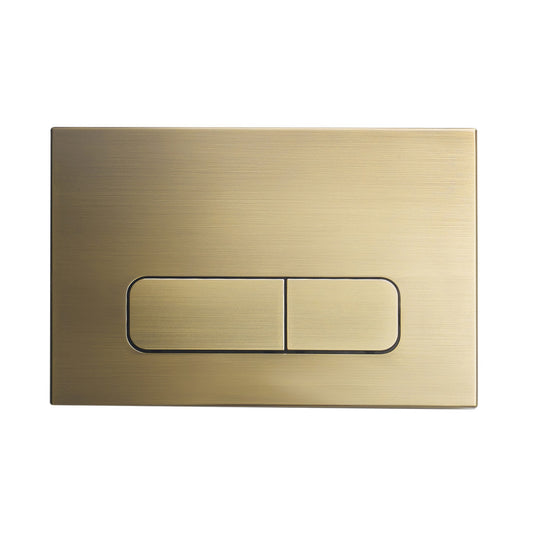 Carre Wall Mount Dual Flush Actuator Plate with Rectangle Push Buttons in Brushed Brass