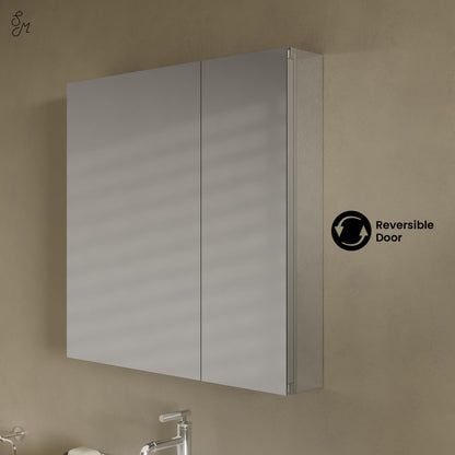 Cache 30 x 30 Rectangle Recessed/Wall Mount Medicine Cabinet with Mirrored Sides