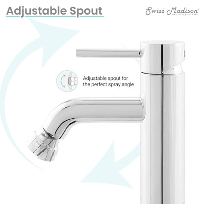 Single-handle bidet faucet in chrome with adjustable spout for spray angle.