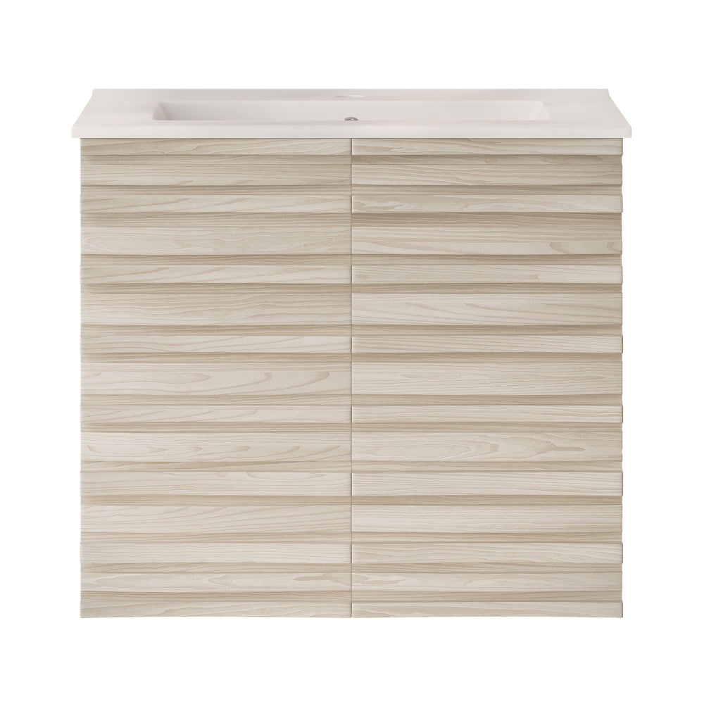 Cascade 24" Wall-Mounted Bathroom Vanity in White Oak with Sink Top