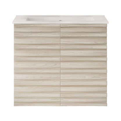 Cascade 24" Wall-Mounted Bathroom Vanity in White Oak with Sink Top