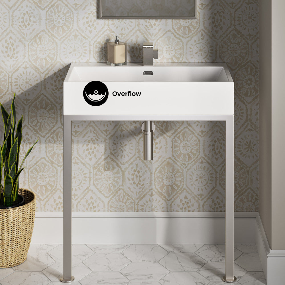 Concorde 30" Rectangle Console Sink with Matte Silver Legs
