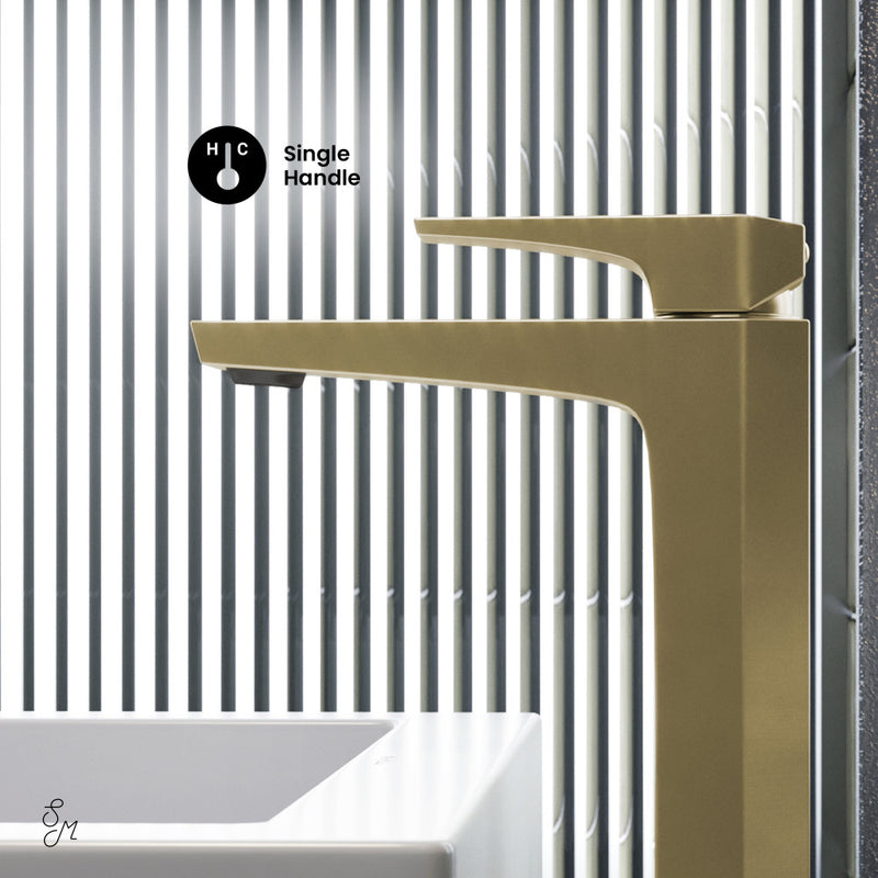 Voltaire Single Hole, Single-Handle, High Arc Bathroom Faucet in Brushed Gold