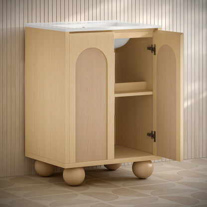 Plaisir II 24" Freestanding Bathroom Vanity in Natural Oak with 3-Hole Centerset Sink Top