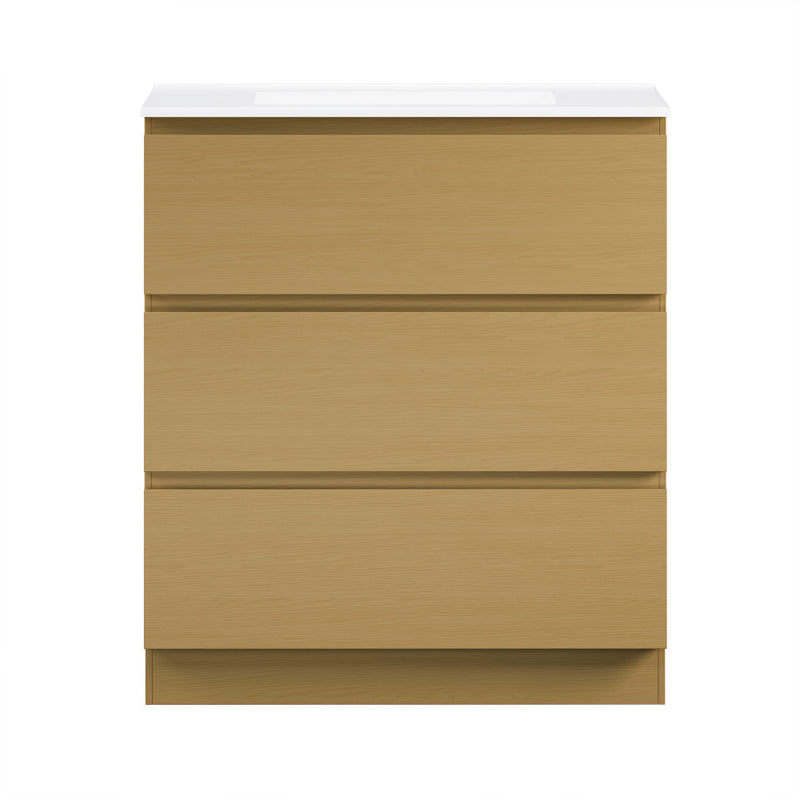 Liberte 30" Freestanding Bathroom Vanity in Natural Oak with Sink Top
