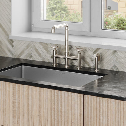 Avallon Pro Widespread Kitchen Faucet with Side Sprayer in Brushed Nickel