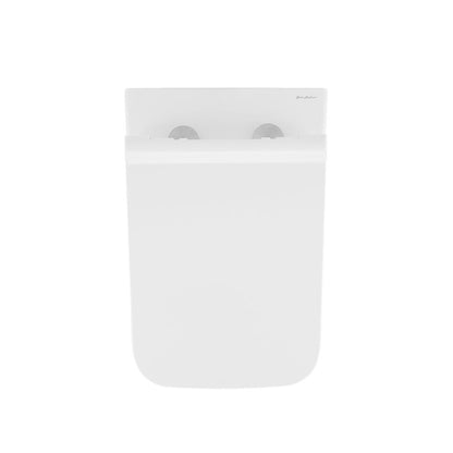 Carre Wall-Hung Toilet Bundle 0.8/1.6 GPF Dual Flush in Glossy White with Brass Flush Plate