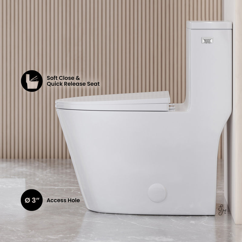 Dreux One-Piece 12" Rough-in 1.28 GPF Right Flush Elongated Toilet in Glossy White (6 - Pack)