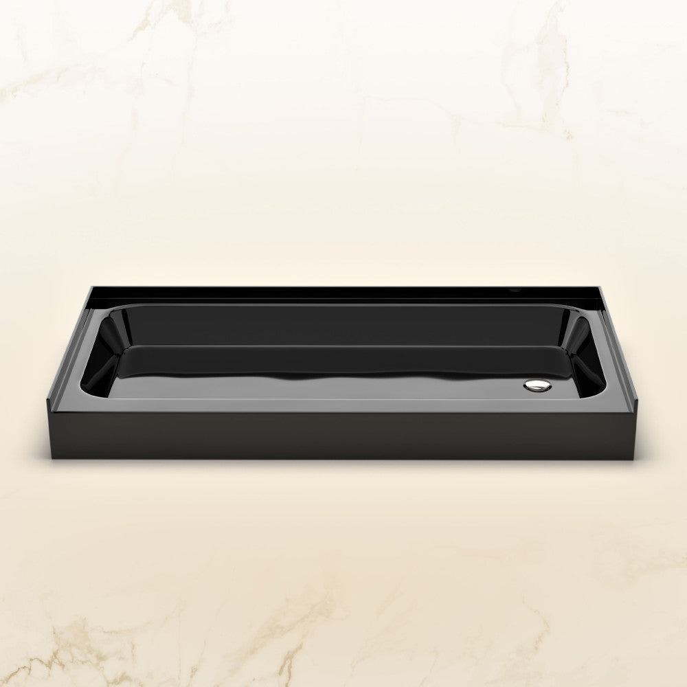 Voltaire 60 x 30 Shower Pan Base with Right Drain in Glossy Black