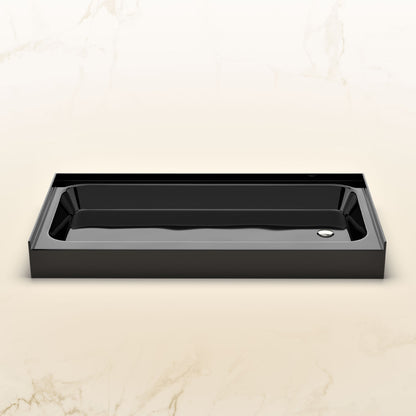 Voltaire 60 x 30 Shower Pan Base with Right Drain in Glossy Black