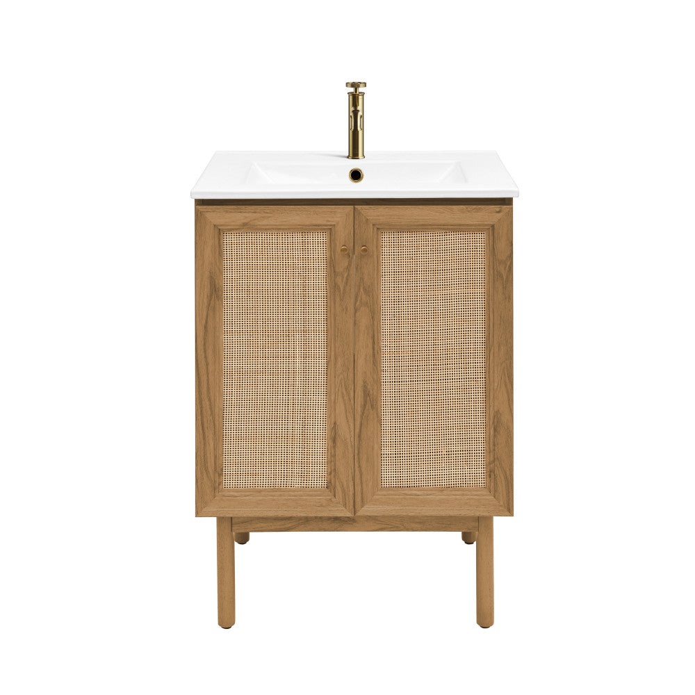 Classe 24" Freestanding Bathroom Vanity in Golden Oak with Sink Top