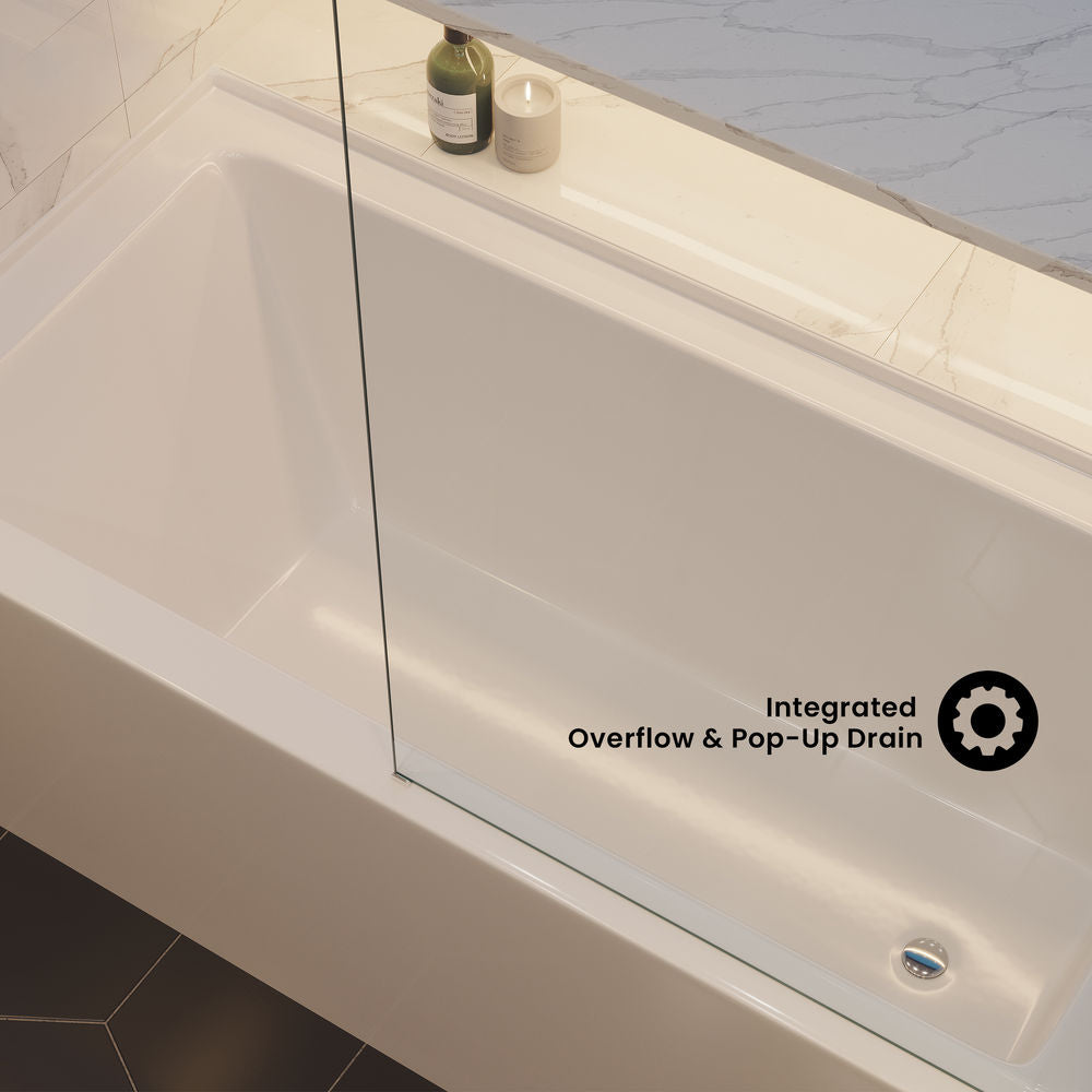 Voltaire 60 x 30 Skirted Right Drain Soaking Apron Bathtub in Glossy White with Integrated Overflow, Drain Included