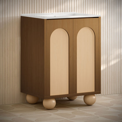 Porte 24" Freestanding Bathroom Vanity in Brown Oak with Sink Top