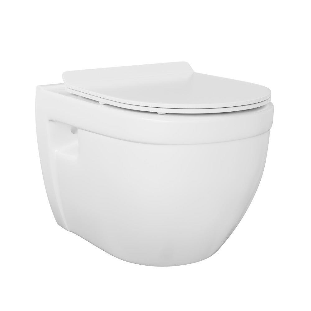 Ivy Wall-Hung Toilet Bundle 0.8/1.6 GPF Dual Flush in Glossy White with White Flush Plate