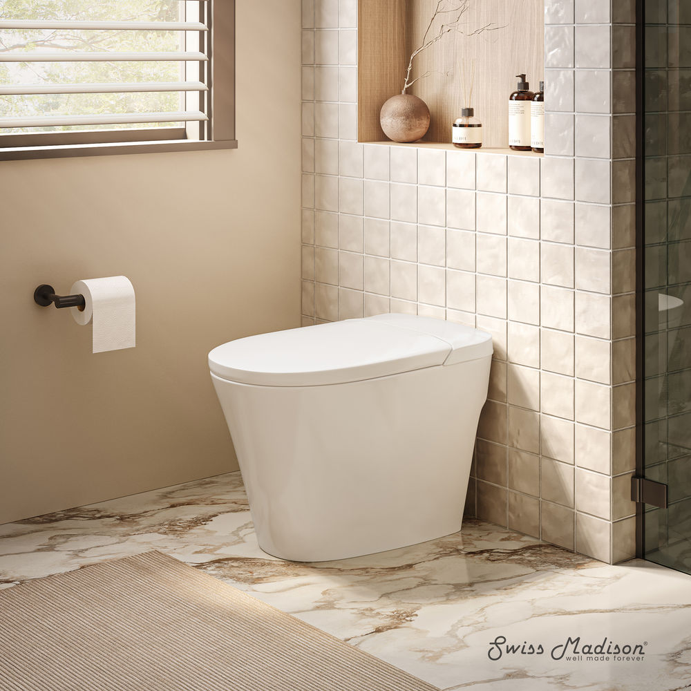 Hugo H Power Flush  Toilet 10" Rough-in 1 GPF Non-Electric ADA Toilet with Integrated Tank in Glossy White
