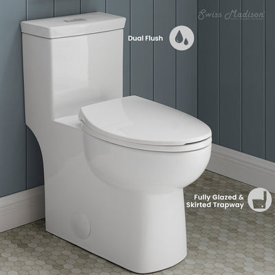 Classe One-Piece 12" Rough-in 1.1/1.6 GPF Dual Top Flush Elongated Toilet in Glossy White