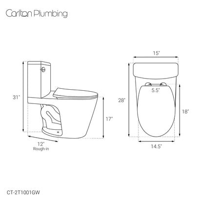 Bowl Only - Belmont Glossy White Toilet Bowl for CT-2T1001GW