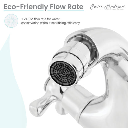 Single-handle bidet faucet in chrome with eco-friendly 1.2 GPM flow rate aerator.