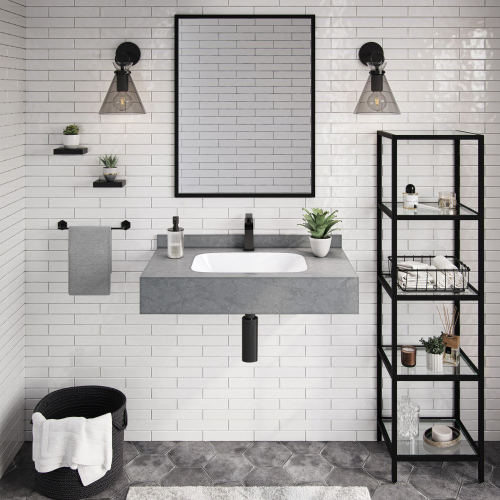 Avancer 36'' Wall Mount Sink In Charcoal Gray