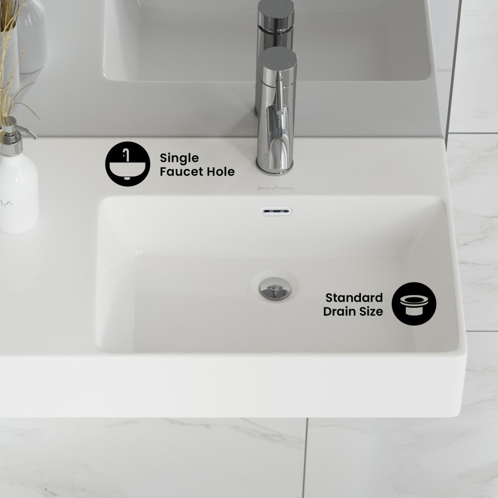 St. Tropez 30" Rectangle Wall-Mounted Sink with Right Side Faucet Mount