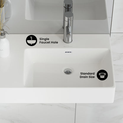 St. Tropez 30" Rectangle Wall-Mounted Sink with Right Side Faucet Mount