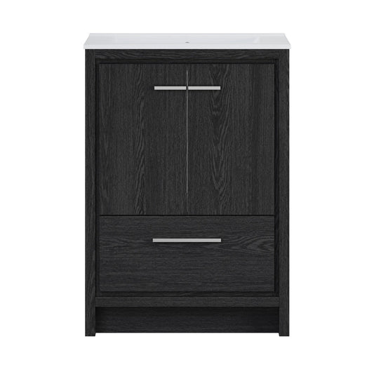 Virage 24" Freestanding Bathroom Vanity in Black Oak with 3-Hole Centerset Sink Top