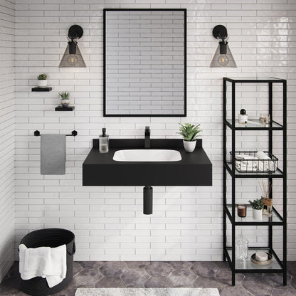 Avancer 36'' Wall Mount Sink In Black Marquina