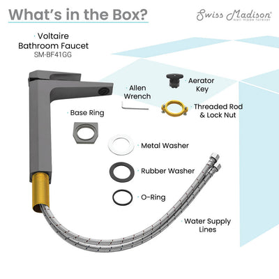 Voltaire Single Hole, Single-Handle, High Arc Bathroom Faucet in Gunmetal Gray