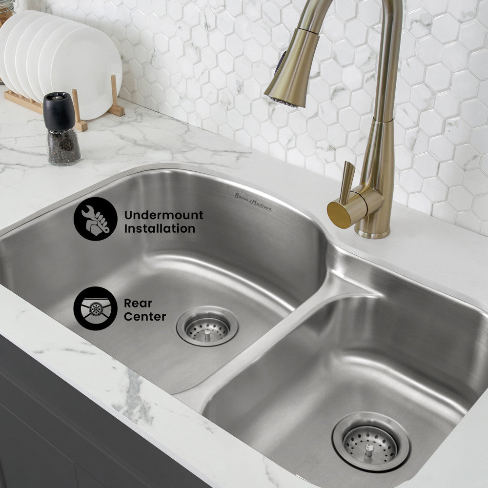 Toulouse 32 x 21 Stainless Steel, Dual Basin, Undermount Kitchen Sink
