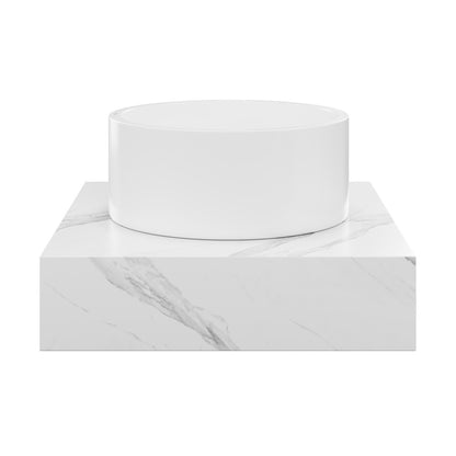 Monaco 24" Floating Bathroom Shelf with Vessel Sink in White Marble