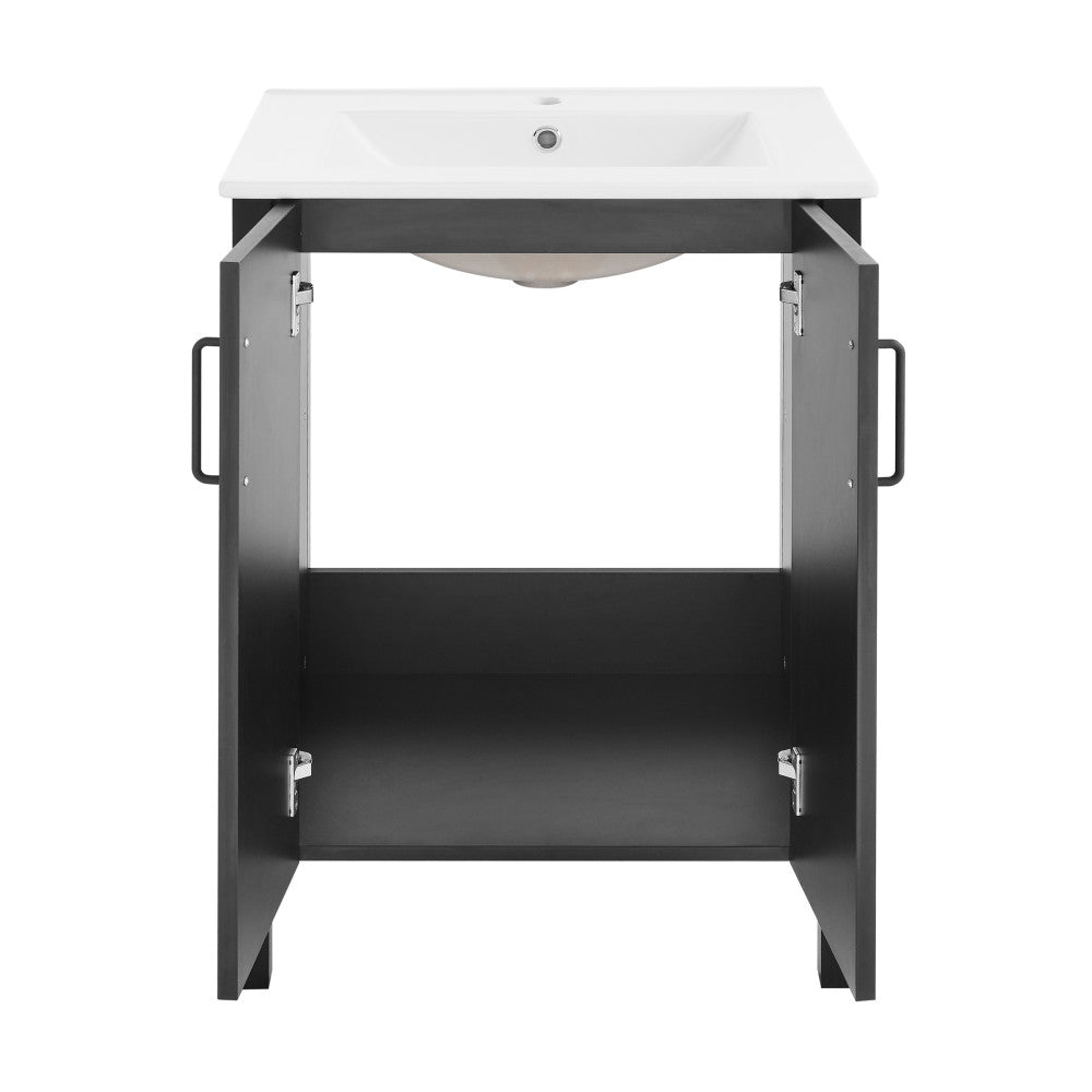 Avallon 24" Freestanding Bathroom Vanity in Black with Sink Top