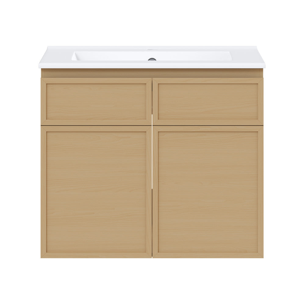 St. Tropez 24" Wall-Mounted Bathroom Vanity in Natural Oak with Sink Top